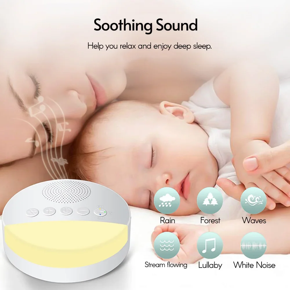 Baby White Noise Machine USB wiederaufladbare zeitgesteuerte Abschaltung Schlafmaschine Baby Sleep Sound Player Nachtlicht Timer Noise Player