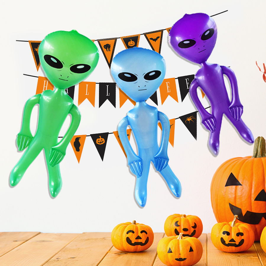 1pc Inflatable Alien Toy PVC Alien Model Theme Party Decorative Props Indoor Outdoor Festival Decoration