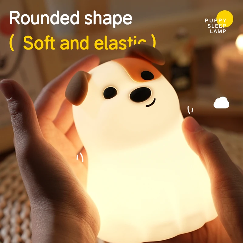 Welpen Led Nachtlicht Tier RGB Bunte Silikon Tisch Lampe Hund Katze Spielzeug Kinder Geburtstag Urlaub Beleuchtung Wiederaufladbare Laterne