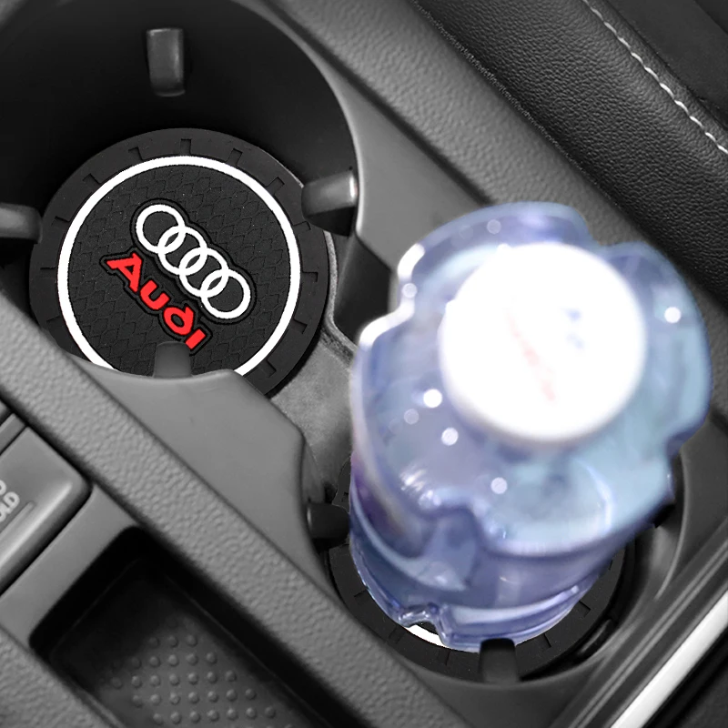 Posavasos de PVC de 2 piezas para coche, alfombrilla antideslizante para taza de agua, accesorios para Audi Sline A4 TT A6 A3 A8 A1 A5Q3 Q5 Q7 Q8
