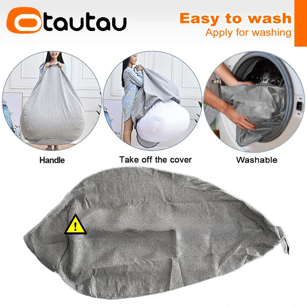 OTAUTAU Filled Bean Bag Sofa with Filler Big Cotton Linen Lazy BeanBag Bedroom Chair Puff Relax Lounge Couch DD002