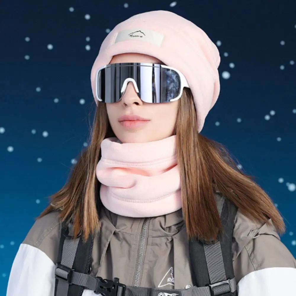 2 unids/set gorro de punto a prueba de viento conjunto de bufanda a prueba de frío calentador de cuello gorros gruesos invierno cálido ciclismo esquí con capucha
