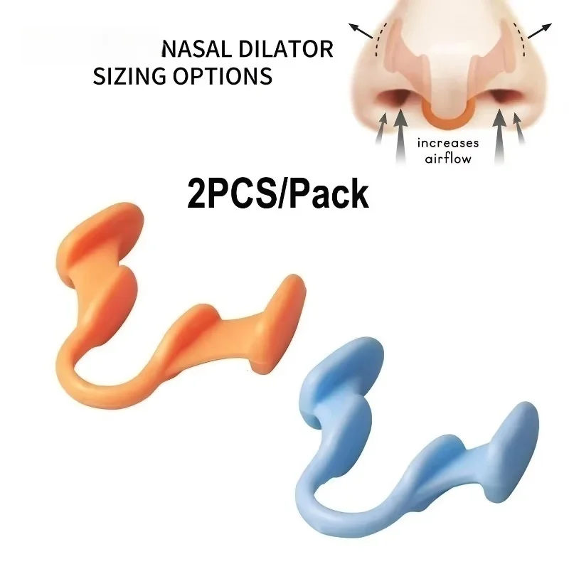 Mini dispositivo para dejar de roncar, Clip elástico de silicona para la nariz, suministros antironquidos para evitar roncar, buen sueño, 2 uds.