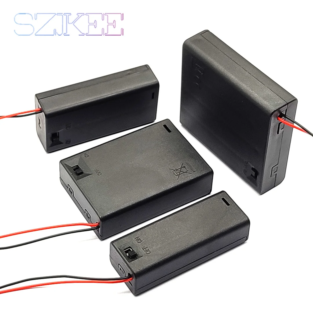 AA Battery Box AA Battery Holder AA Box AA Storage Case With Switch With Cable 1/2/3/4 Slot 1.5V/3V/4.5V/6V