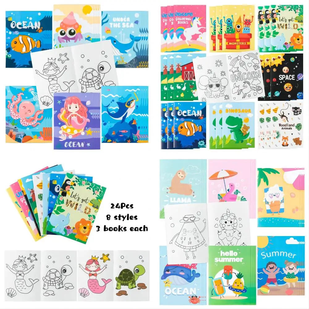 24 Stück Malbücher Malseiten Groß Ozean Bunte Zeichnung DIY Kunst Doodle Malerei Lernen Farbheft Kunst Anfänger