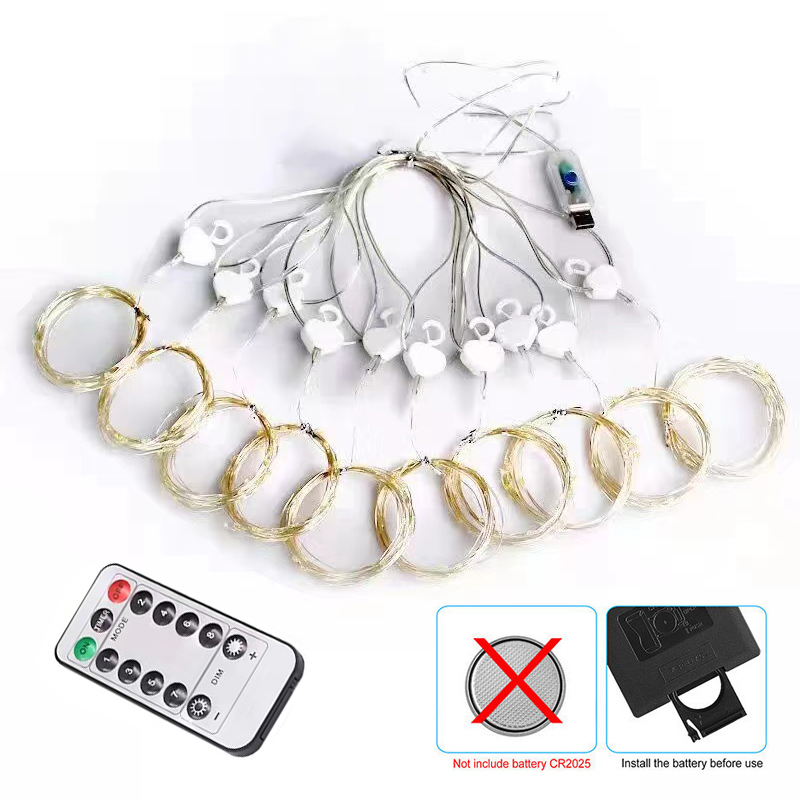 Gordijngirlande LED-lichtslingers Festivaldecoratie 8-modi USB-afstandsbediening Vakantie Bruiloft Kerstverlichting Kerstlicht