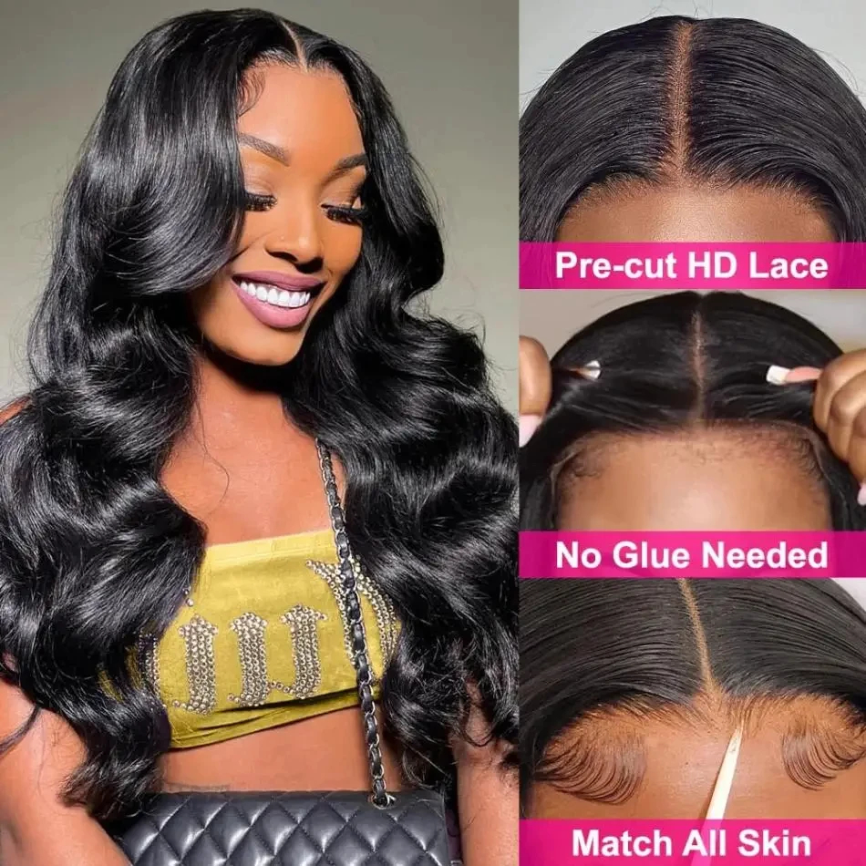 Glueless Wig Human Hair Wig Hd Lace Wigs Body Wave Frontal Wig Pre-Cut Lace Wear And Go 200% Density Flash Sale