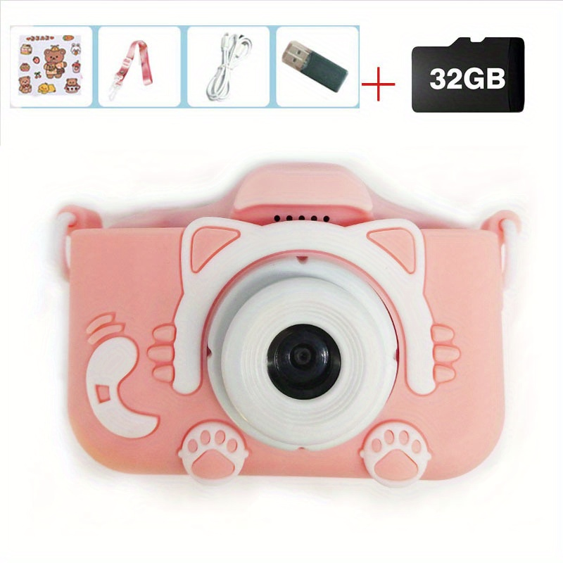 Mini câmera digital com vídeo para crianças, Câmera brinquedos para meninos e meninas, 32GB SD Card, Melhores presentes de aniversário para crianças