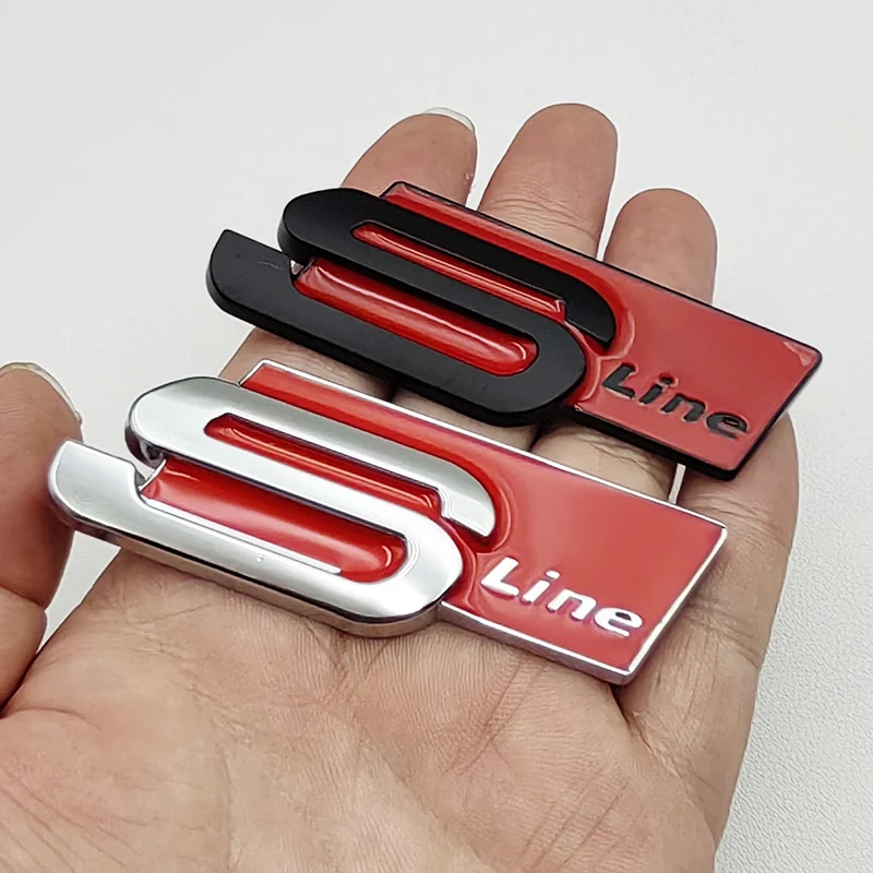 3d metal s linha logotipo estilo emblema decalque do carro emblema para audi sline a1 a3 a4 a5 a7 q2 q5 q7 tt sq5 sq7 b6 b7 adesivo acessórios