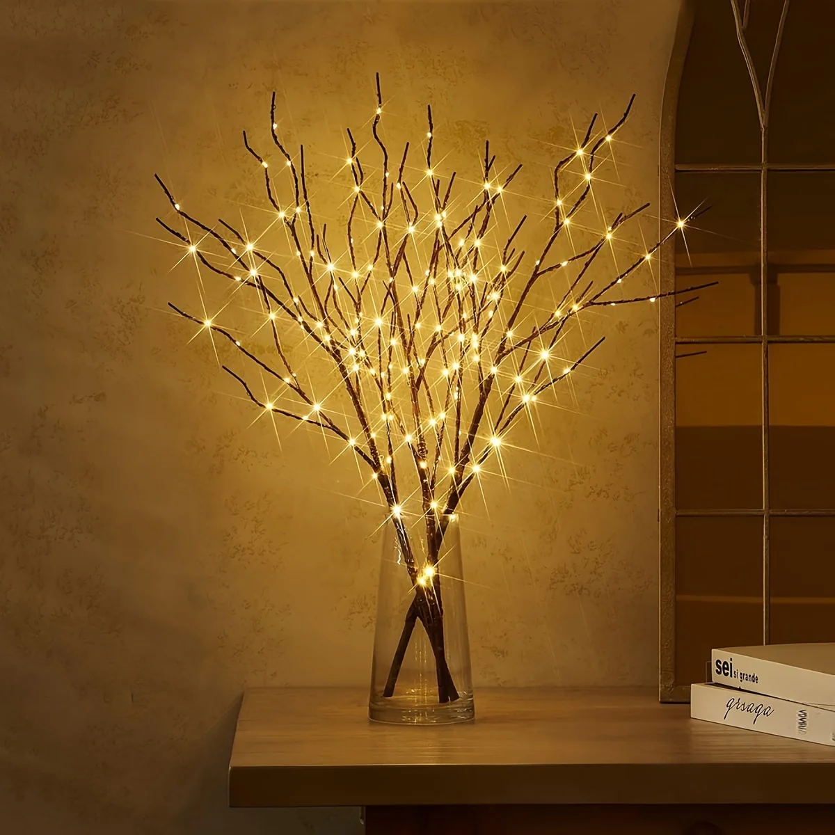 50LED weiße Birke Zweig festliche Licht Weihnachtsbaum Zweig Fee Girlande Licht Party Hochzeit Dekoration Abendessen Tischlampe neu