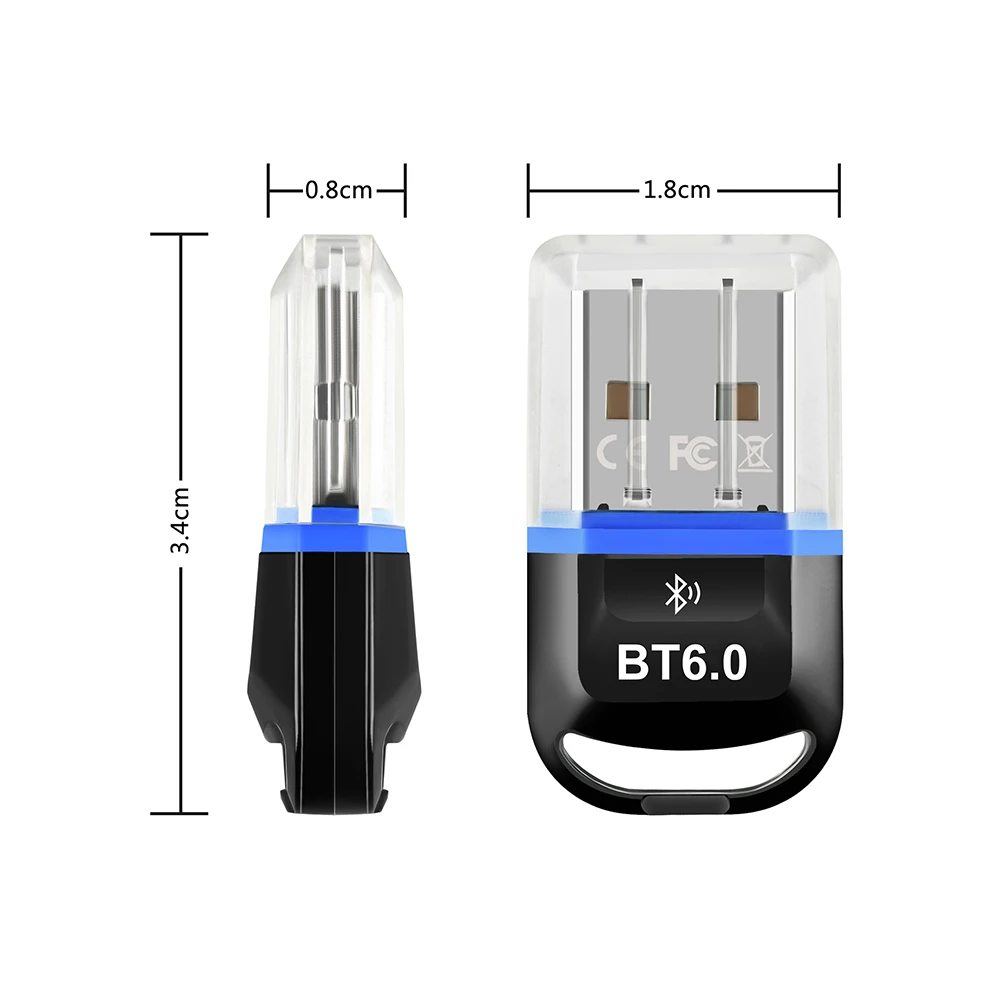 USB-адаптер Bluetooth 6.0 Bluetooth 5.4 Dongle для ПК Windows 11/10/8.1 Bluetooth-приемник-передатчик для клавиатуры/мыши