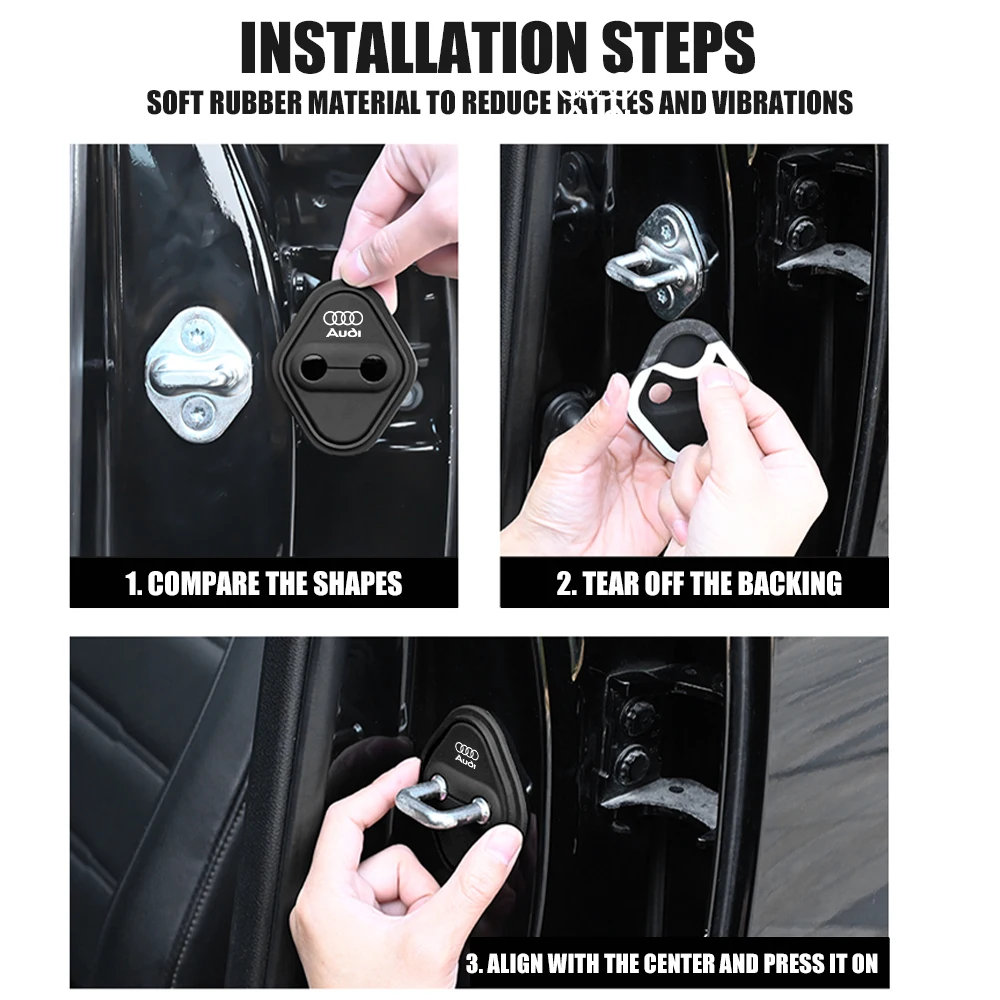 4pcs Silicone Car Door Lock Cover Sticker For Audi SLINE A1 A3 8P A4 B5 B6 B7 B8 A5 A6 C5 C6 C7 A7 A8 Q3 Q5 Q7 TT 8V R8 8L A2 Q8