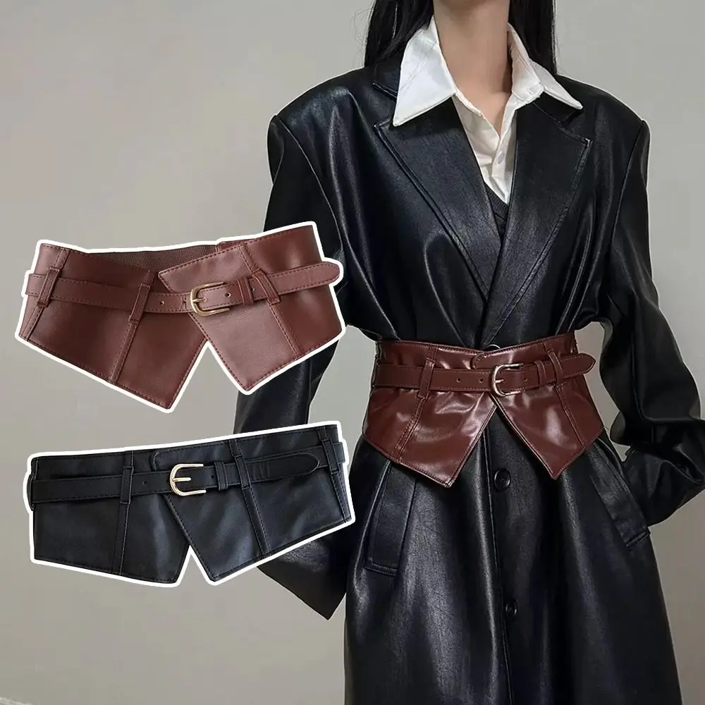 Fashion Wide Buckle Corset Waist Belt Decorative PU Leather Cummerbunds DIY Waist Bands For Women Lady Girl