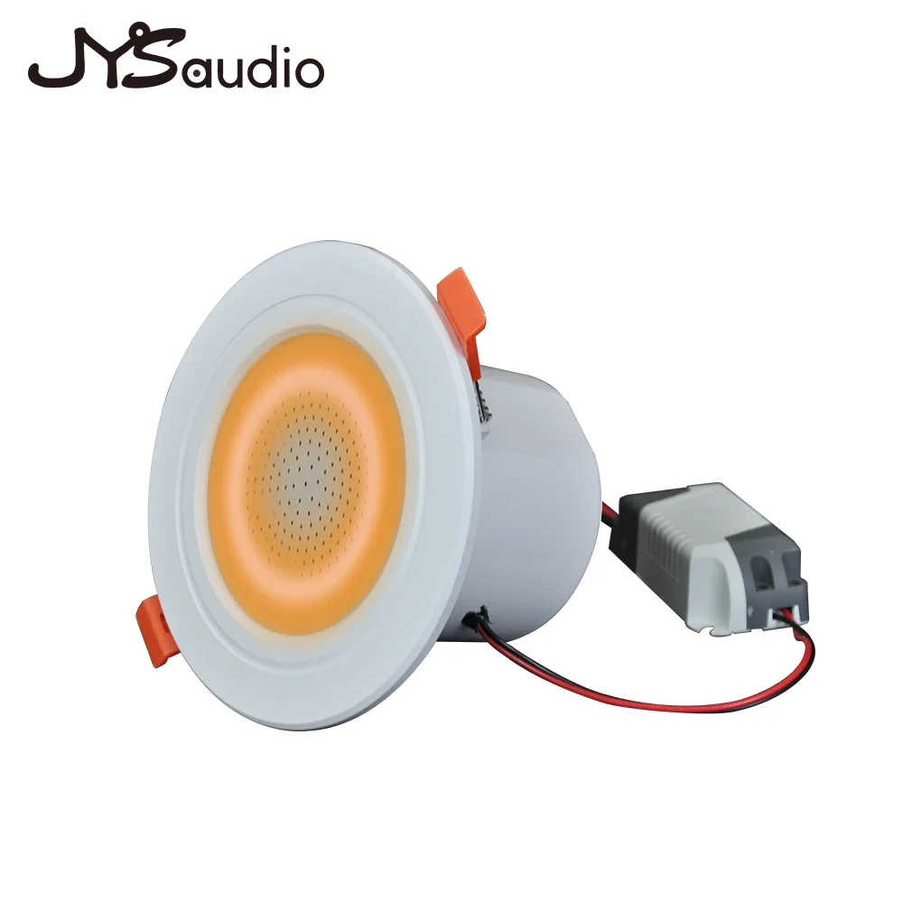 2.5 นิ้ว LED มินิบลูทูธไฟ LED เพดานลําโพงลําโพงเพดานดาวน์ไลท์สีสันสดใสเพดานหรี่แสงได้โคมไฟเพลงลําโพง