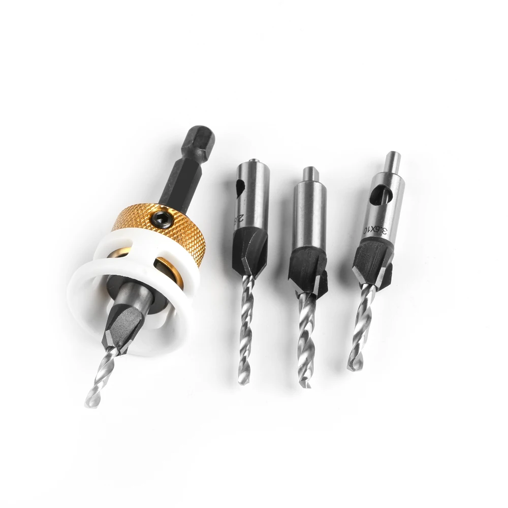 Woodworking Limit Four Edge Countersink Drill Alloy Drill Cone Drill Adjustable Depth Step Drill Screw Countersink Drill Bit