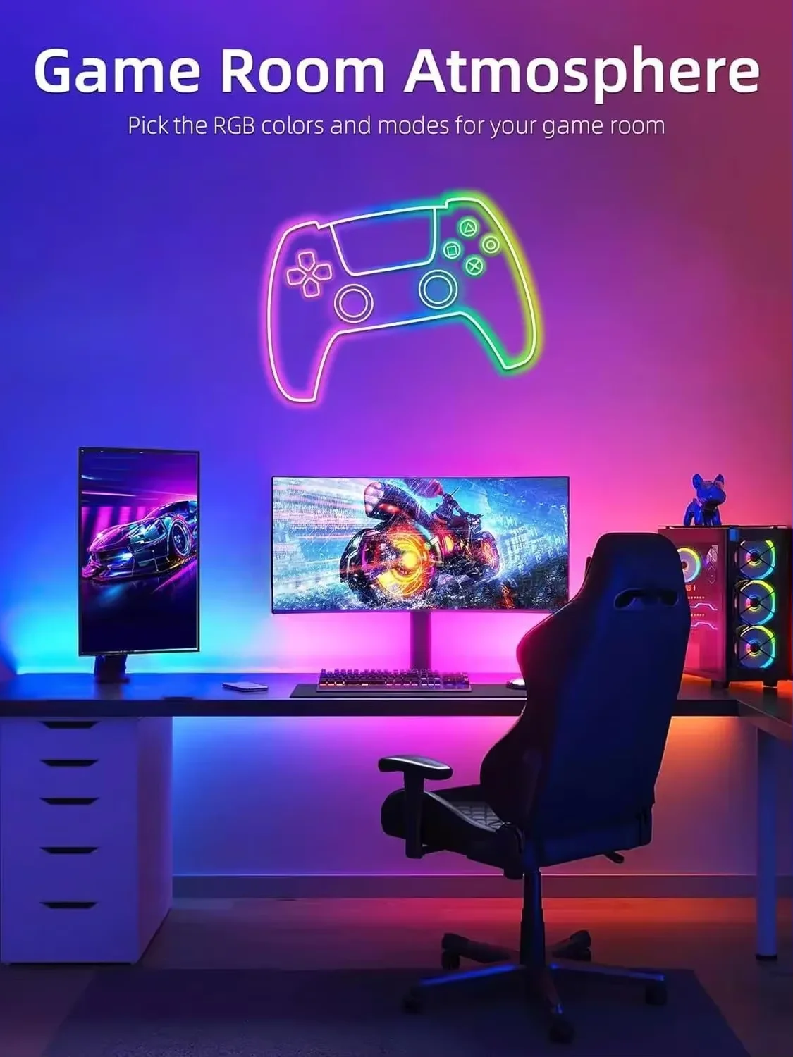 5V neon strip lamp, RGBIC Bluetooth neon Led strip lamp, 2M, 2M 3M 5M LED flexible strip lamp are used for room wall decoration.