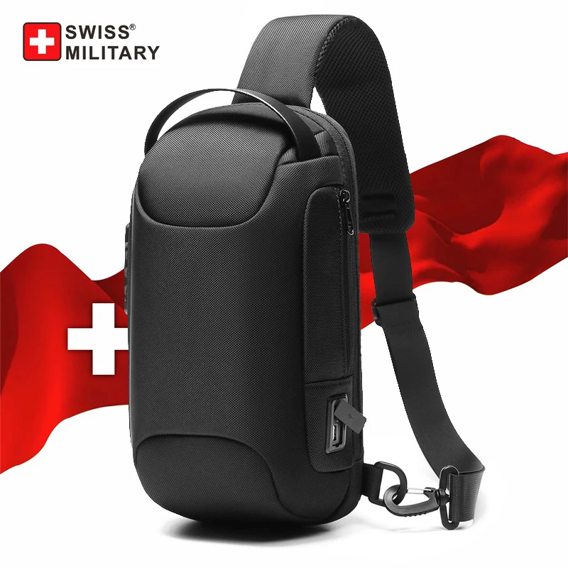 SWISS MILITARY gorąca wodoodporna torba na klatkę piersiową na co dzień mężczyźni wielofunkcyjna zabezpieczenie przed kradzieżą USB ładowanie męska torba typu Crossbody podróżna torba na klatkę piersiową