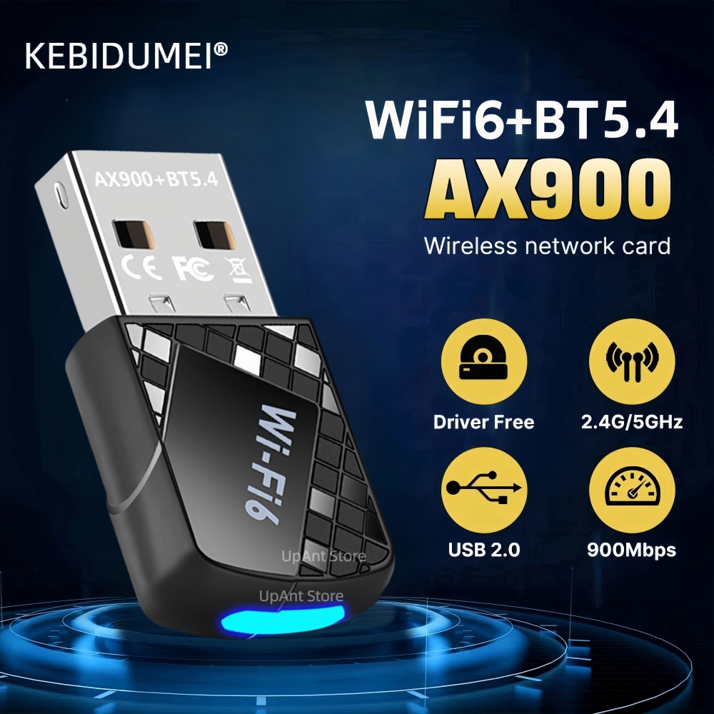WiFi 6 AX900 Bluetooth 5.4 WiFi USB-адаптер Беспроводная двухдиапазонная Wi-Fi антенна 2,4G и 5 ГГц USB для ПК/ноутбука Win10/11 Драйвер бесплатно