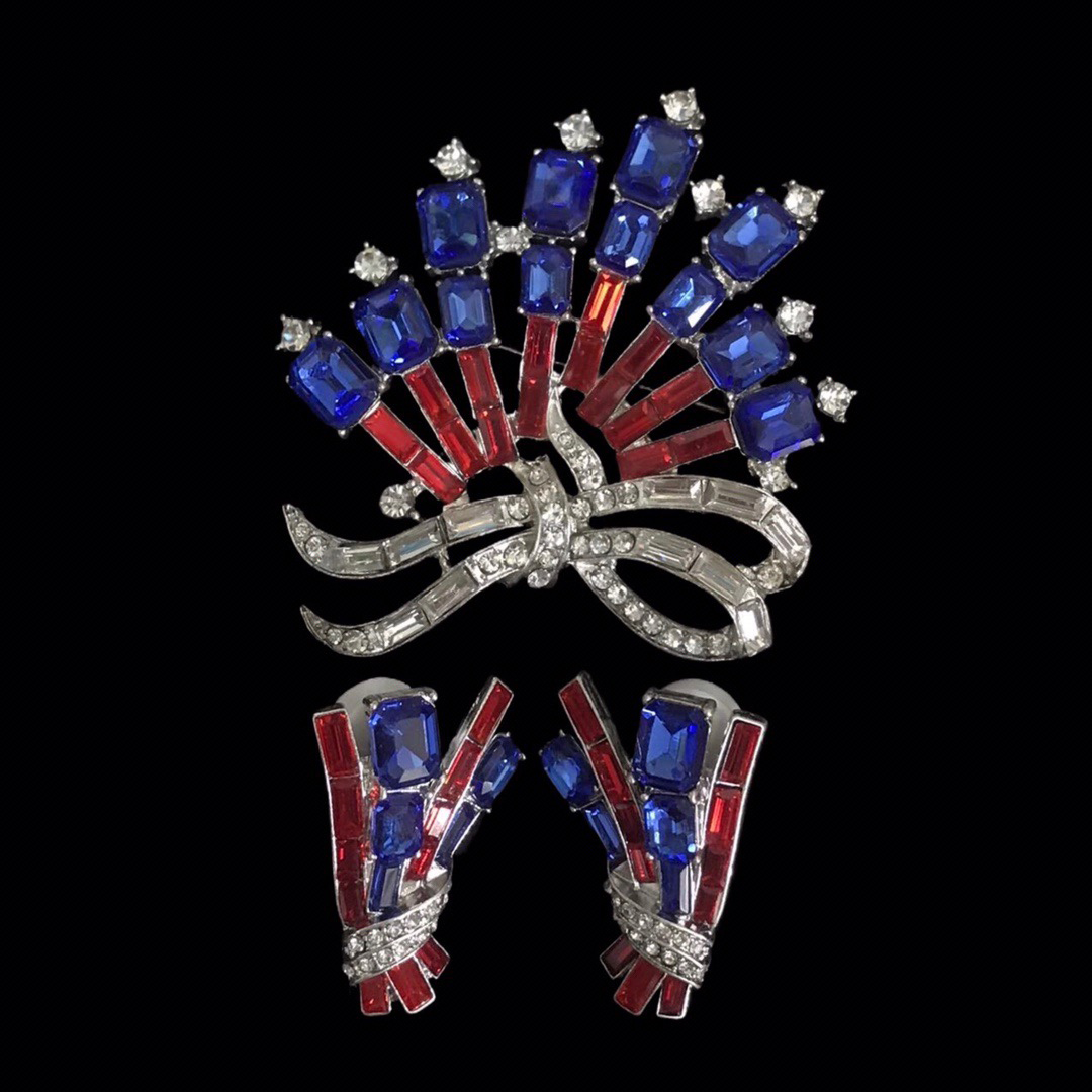 Conjunto de joias strass vintage, broche e brincos coloridos, glamorosos, presente de casamento, homens e mulheres