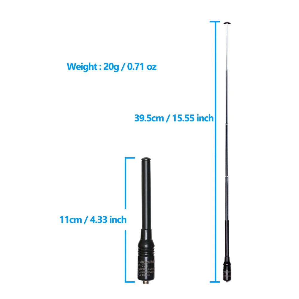 Quansheng UVK5 BAOFENG UV5R Hand-Teleskop-Verlängerungsantenne UHF/VHF-Funkgerät NA-773SMA-F 136 ~ 174 MHz 400 ~ 470 MHz