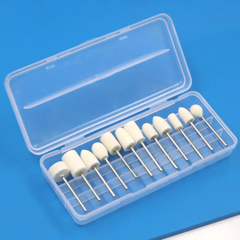 12PCS Wool Felt Polishing Wheel 8-11.8mm Outer Diameter 2.35mm Shank for Rotary Tool