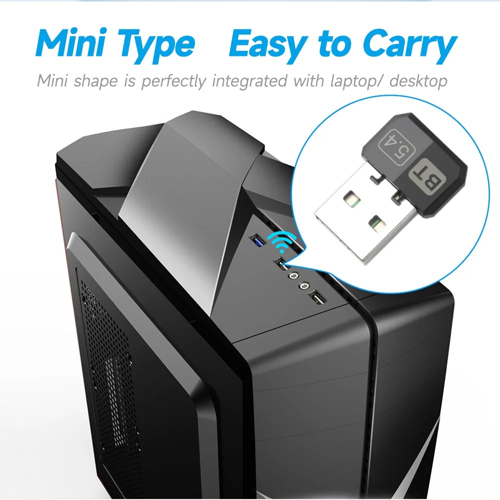 USB Bluetooth 5.4 Adapter Drahtloser Bluetooth 5.3 Dongle Adapter für PC Laptop Drahtloser Lautsprecher Audioempfänger USB-Sender
