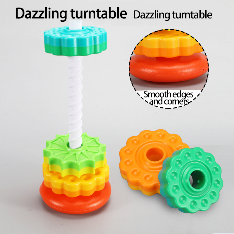 Rainbow Turret Stacking Music Color Nesting Ring 1-3 Anos de Idade Infantil Bebê Turn Turret Puzzle Early Education Brinquedos