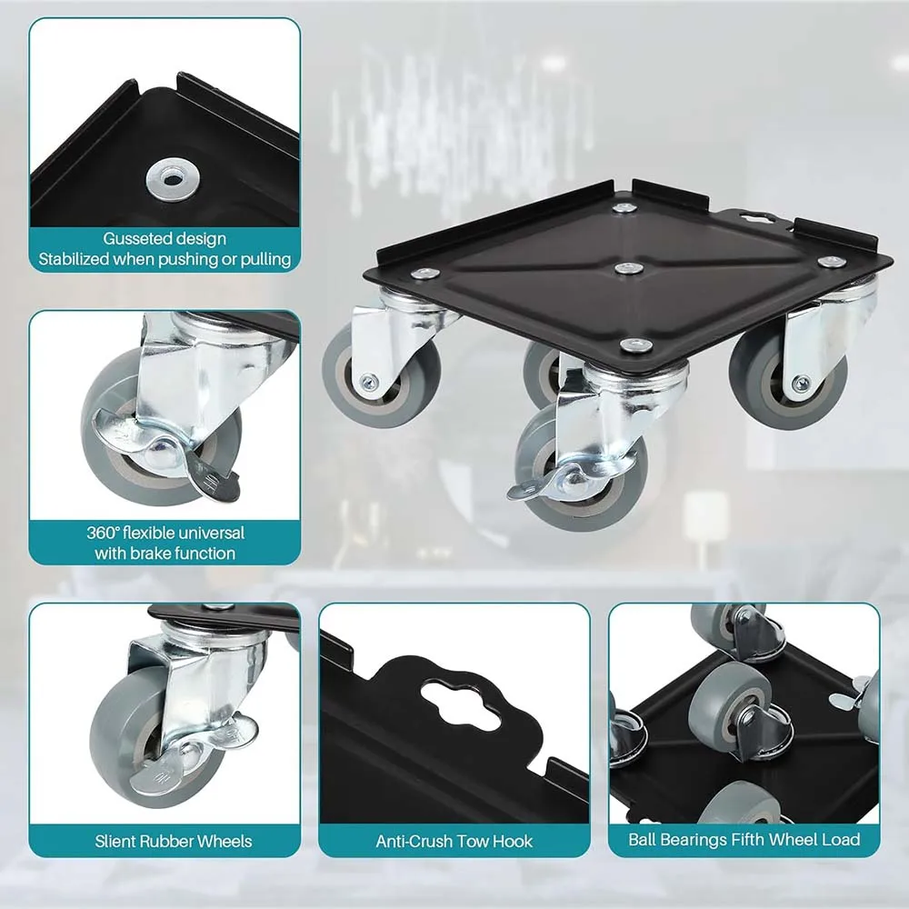 Upgrade Large Furniture Dolly, Furniture Movers With 5 360° Rotation Wheels And Brake, Maximum Load 3306LBS, Furniture Moving To