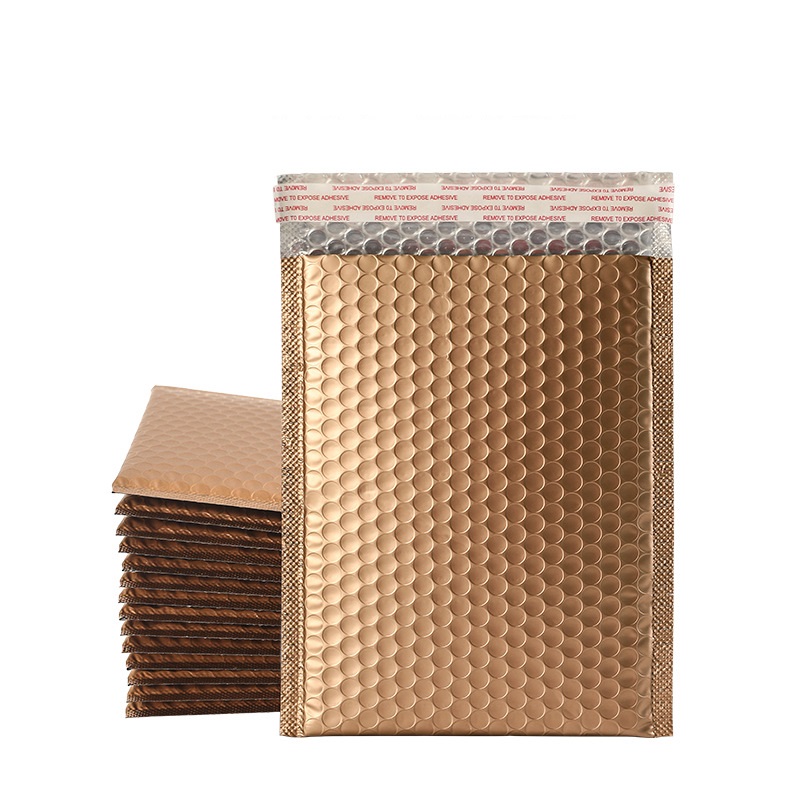 小さなビジネス用品のバブルメールボックス、パッケージ封筒バッグ、ローズゴールドとシルバー、ラージ、25x30cm、18x23cm、50個