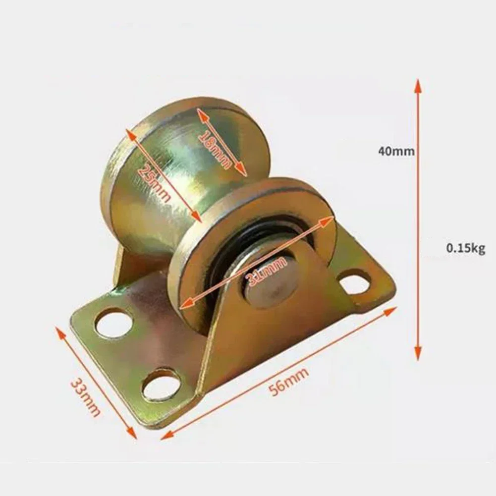 Bloque de polea Bloque de polea de rueda única en forma de U de acero dorado con alta capacidad de carga de 441 libras y diámetro de rueda de 31 mm