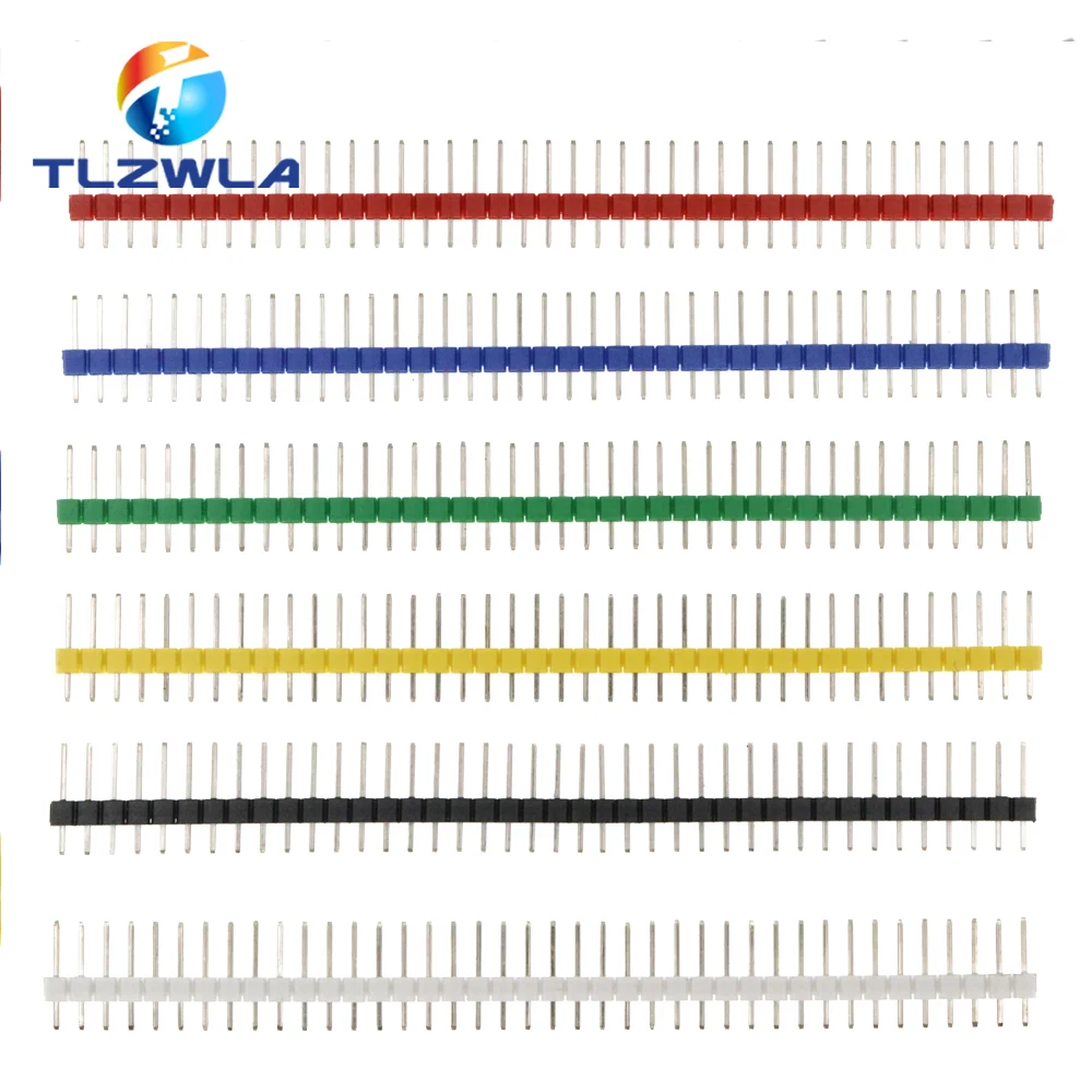 10PCS 1X40Pin Breakable Pin Header 2.54mm Single Row Male Header Connector PCB Pin Strip for Arduino Yellow/Green/White/Black