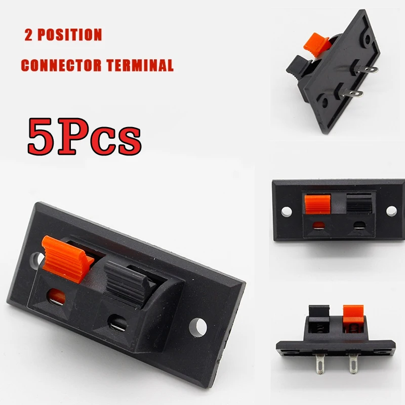 5pcs 2 Positions Connector Terminal Push in Jack Spring Load Audio Speaker Terminals