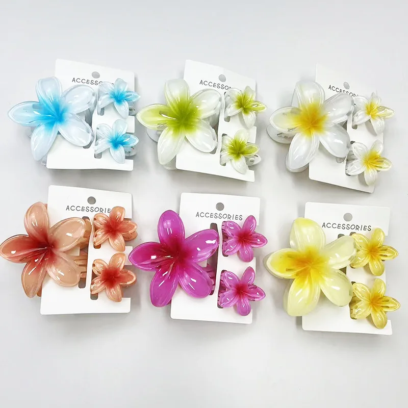 3 unids/set dulce flor colroful gradiente garras para el cabello Cola de Caballo Cip abrazadera pasadores horquillas para mujeres chica accesorios para el cabello de playa