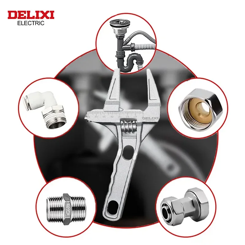 DELIXI-Chave Elétrica para Manutenção de Banheiro, Chave Universal, Grande Abertura e Dentes, Anti-Skid, Dupla finalidade
