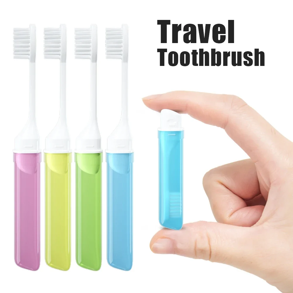 Mini spazzolino da viaggio pieghevole portatile piccolo spazzolino dentale pieghevole spazzolino da viaggio per adulti in colori caramelle trasparenti