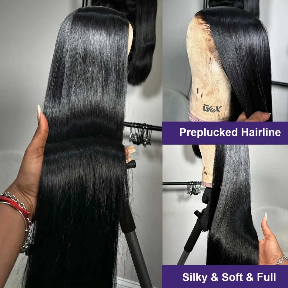 30 40 pollici 250 densità osso dritto 13 x6 Hd parrucca frontale in pizzo 13 x4 anteriore in pizzo trasparente Pre pizzicato 100% capelli umani per le donne