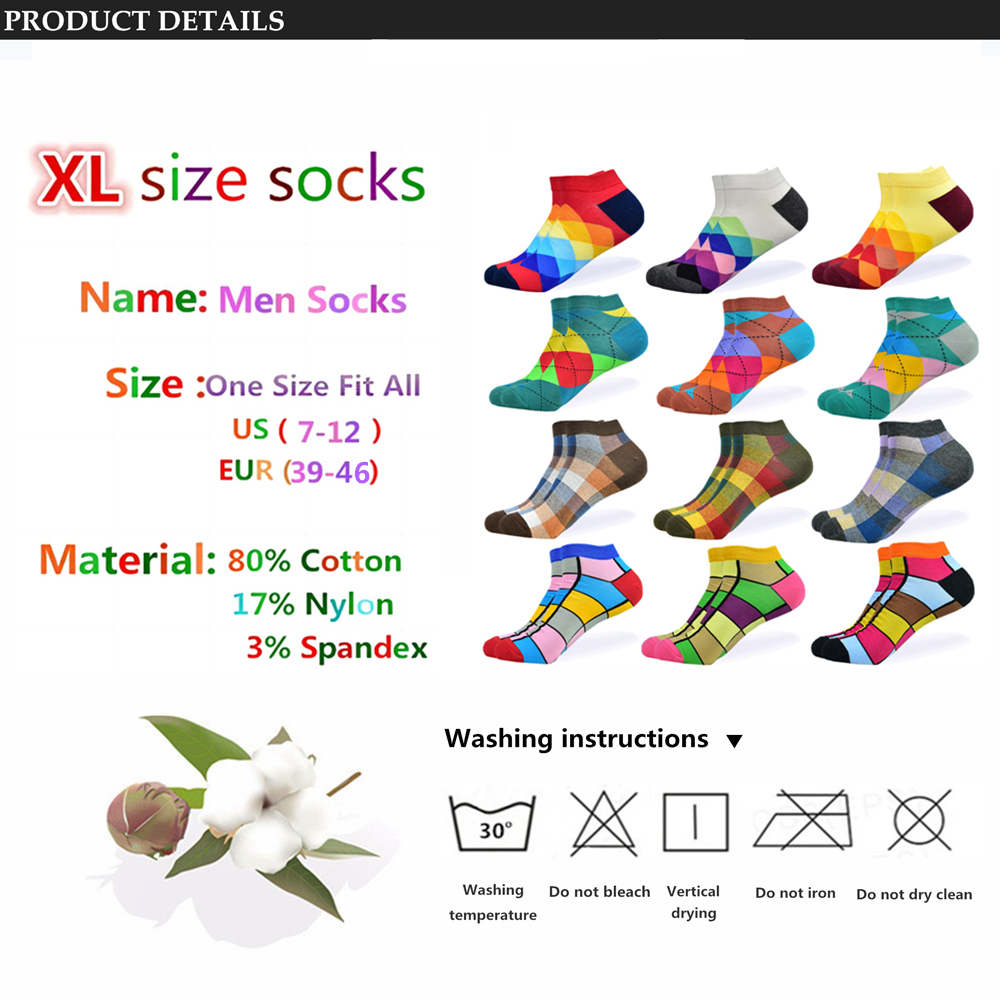 6 Paar Männer Neuheit Mode Bunte Casual Knöchel Kurze Socken Harajuku Grid Space Baumwolle Glücklich Lustig Männer Frauen Socken