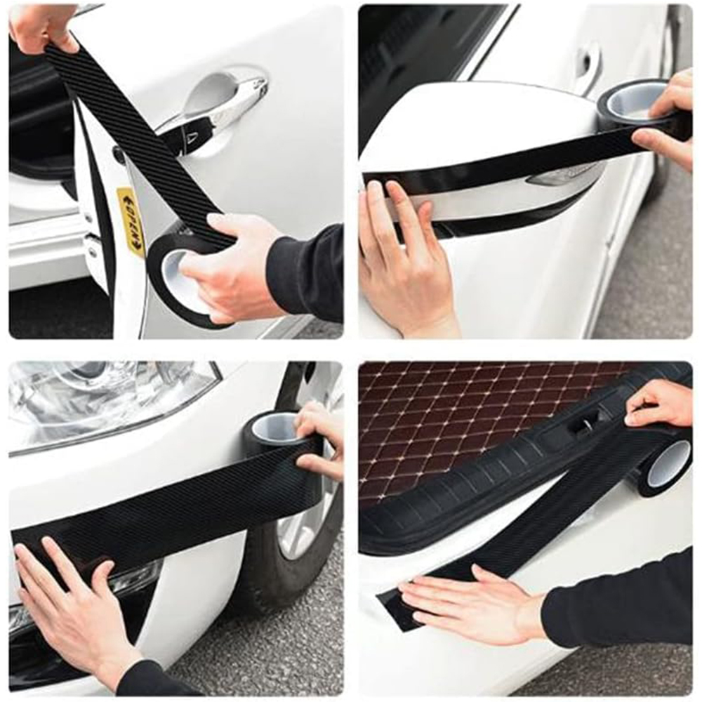 Auto Tür Kantenschutz Einstiegsleisten Schwarz Wasserdicht 3D Carbon Faser Anti Kollision Film Scratch Abdeckung Streifen Aufkleber Wasserhahn