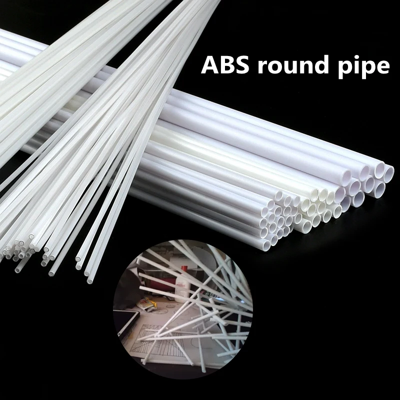 ABS Tròn Nhựa Rỗng Ống Đường Kính 2Mm/3Mm/4Mm/5Mm/6mm/8Mm/10Mm/12Mm DIY Thủ Công Cát Bàn Chất Liệu Xây Dựng Mô Hình
