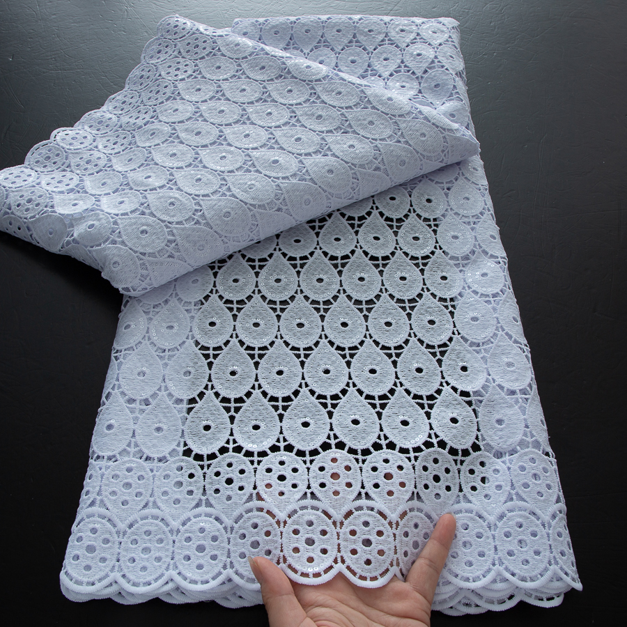 Withe africano chiffon cabo guipure tecido de renda 2025 alta qualidade 5 metros solúvel em água tecido renda francesa para vestidos de festa femininos