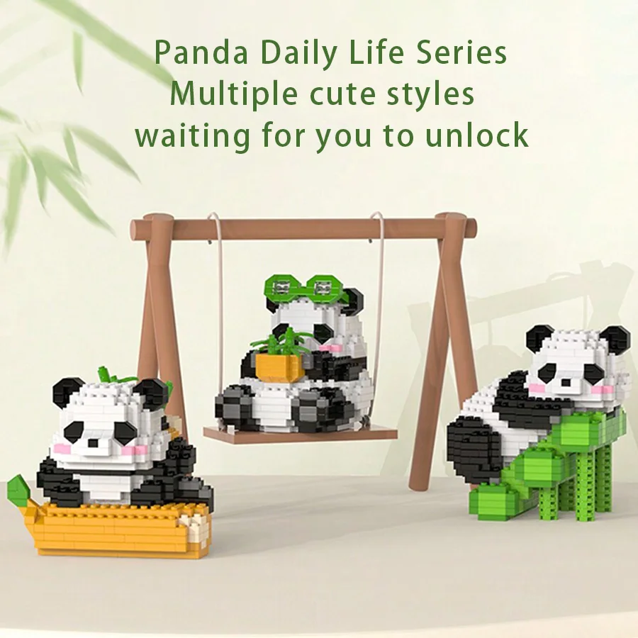 Micro particle building block toy panda cartoon model puzzle assembly children's puzzle toy