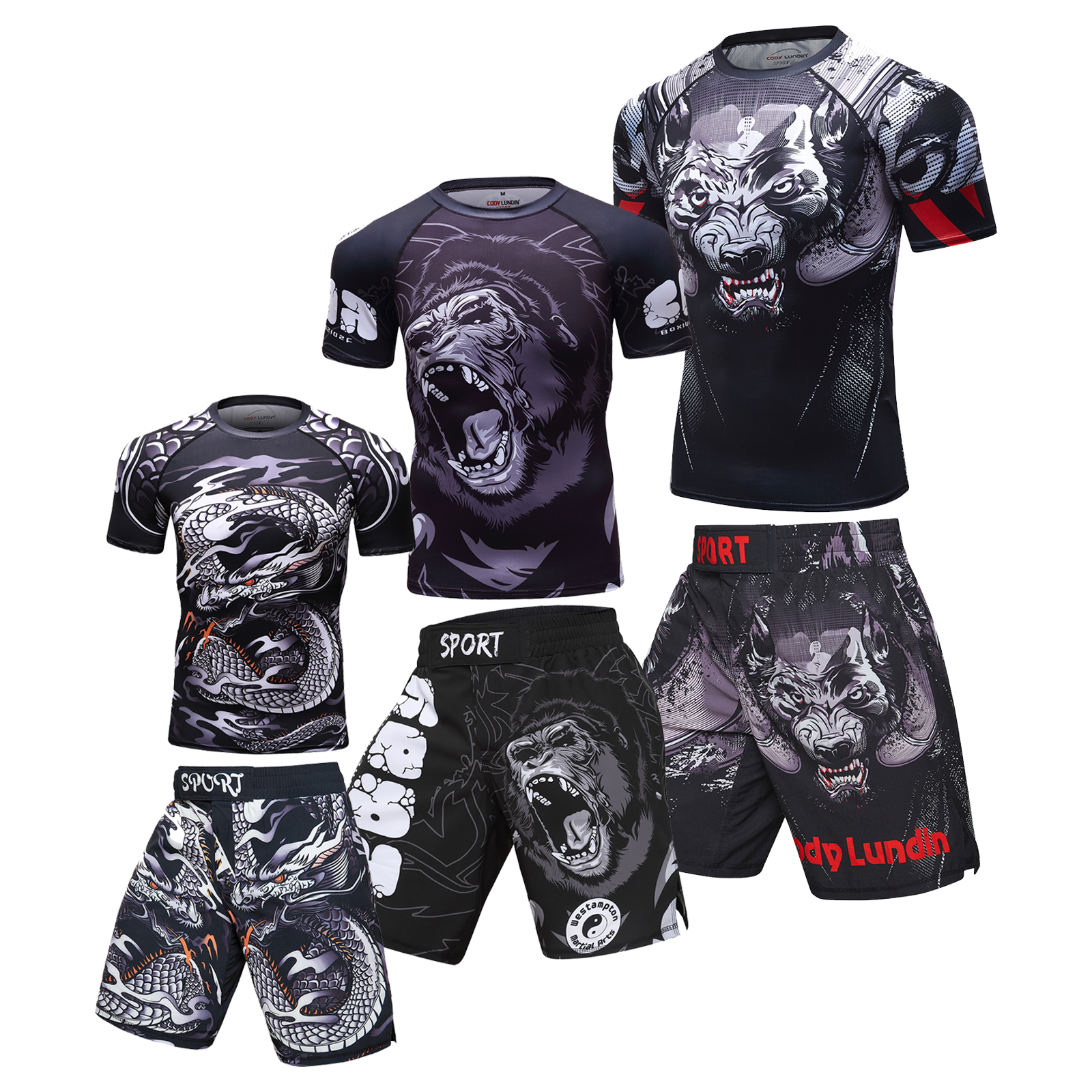 2 PCS ชุดกีฬา Bjj Jiu jitsu gi Rashguard + กางเกงขาสั้น MMA มวยไทยกางเกง Cool Boxing Grappling สวมใส่ฟิตเนสวิ่งเสื้อผ้า