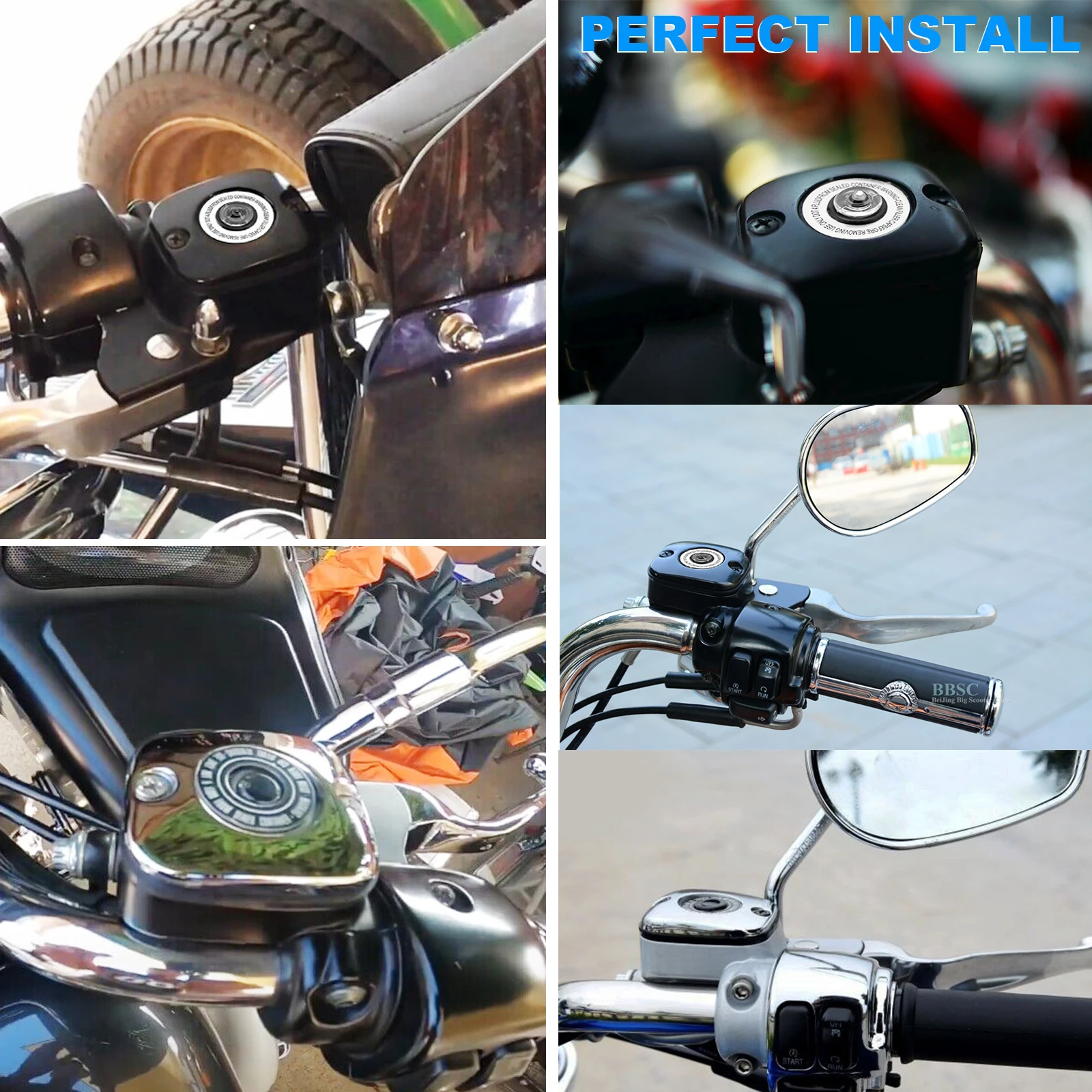 フロントブレーキマスターシリンダーカバーオートバイハーレーツーリングロードキングストリートグライド FLHR FLHT ダイナファットボブ FXDF ソフテイル FLSTF