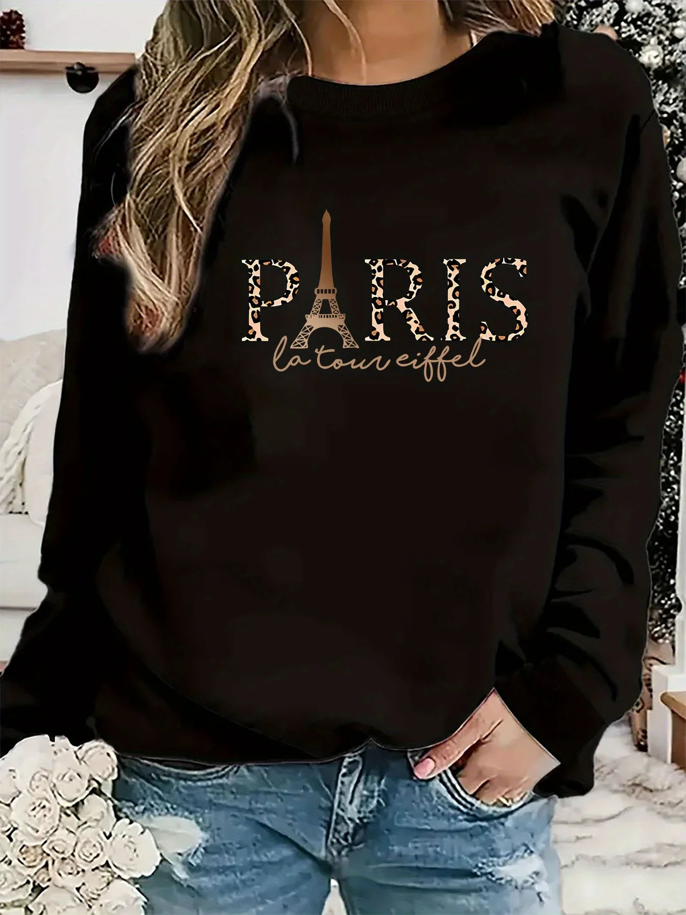 Paris feminino outono inverno moda casual esportes solto los angeles impressão velo quente manga comprida bolso moletom com capuz