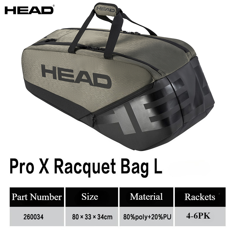 Теннисная сумка серии HEAD PRO X, 9 шт., большая вместительная сумка для теннисных ракеток, дорожная сумка с отдельным отделением для обуви