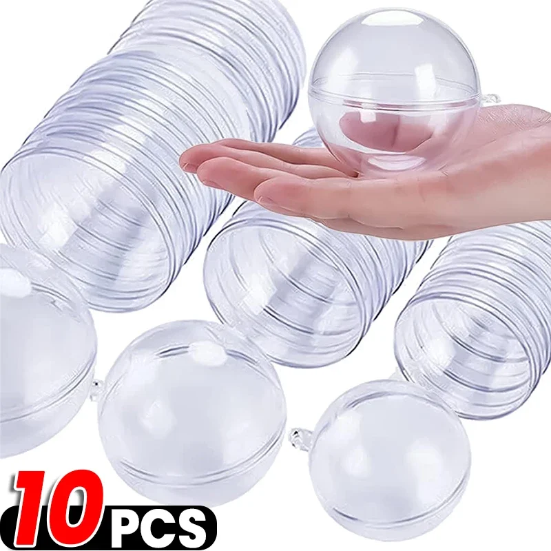 Venta al por mayor de bolas de plástico transparentes DIY, adornos colgantes decorativos, caja de bolas abierta para árbol de Navidad, regalos para fiesta de boda