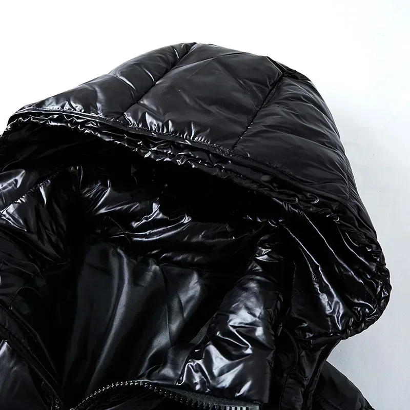 Winter New Glossy Down Jacket Men's and Women's Puffer Jacket Hooded Plus Size Coats Thickened Warm Down Coat Goose Down