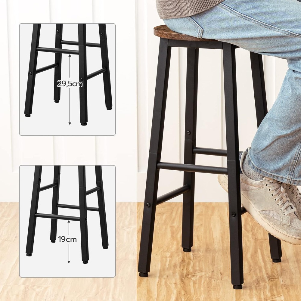 Taburete de bar, juego de 2 taburetes altos de cocina, taburete de mostrador de desayuno para comedor, cocina, bar, resistente y estable, taburete de bar