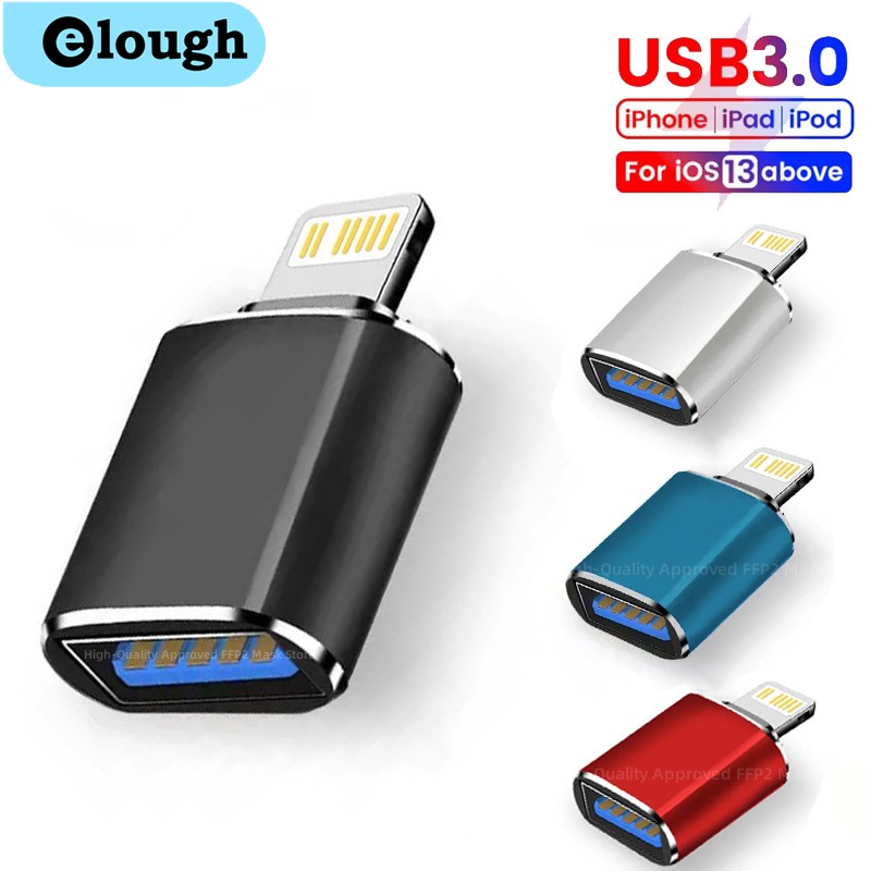 Адаптер Elough USB3.0 к Lightning OTG для iPhone iPad, быстрая зарядка, освещение «папа» на USB «мама», адаптер для ios 13, выше