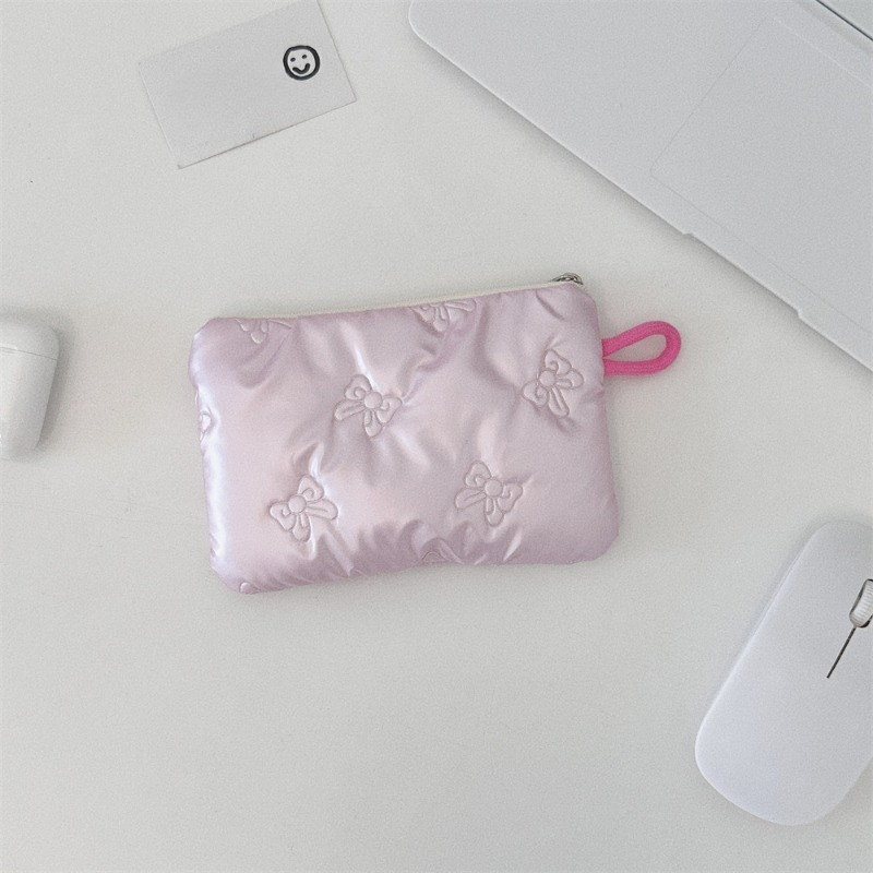 Portamonete modello fiocco in argento Portamonete per auricolari da donna Monete Chiavi Portafoglio Organizer Custodia con cerniera Borsa per cosmetici